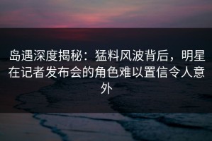 岛遇深度揭秘：猛料风波背后，明星在记者发布会的角色难以置信令人意外