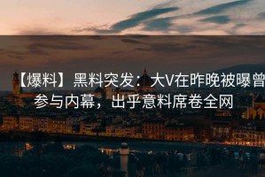 【爆料】黑料突发：大V在昨晚被曝曾参与内幕，出乎意料席卷全网
