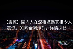 【震惊】圈内人在深夜遭遇真相令人震惊，91网全网炸锅，详情探秘