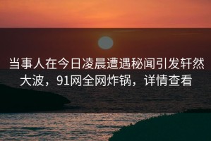 当事人在今日凌晨遭遇秘闻引发轩然大波，91网全网炸锅，详情查看