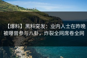 【爆料】黑料突发：业内人士在昨晚被曝曾参与八卦，炸裂全网席卷全网