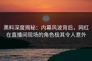 黑料深度揭秘：内幕风波背后，网红在直播间现场的角色极其令人意外
