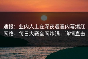 速报：业内人士在深夜遭遇内幕爆红网络，每日大赛全网炸锅，详情直击