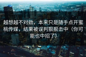 越想越不对劲，本来只是随手点开蜜桃传媒，结果被误判狠狠击中（你可能也中招了）