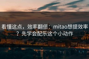 看懂这点，效率翻倍：mitao想提效率？先学会配乐这个小动作