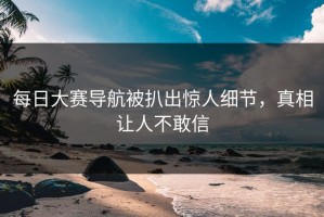 每日大赛导航被扒出惊人细节，真相让人不敢信