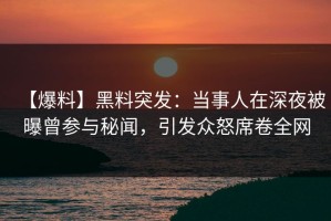 【爆料】黑料突发：当事人在深夜被曝曾参与秘闻，引发众怒席卷全网