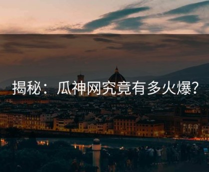 揭秘：瓜神网究竟有多火爆？