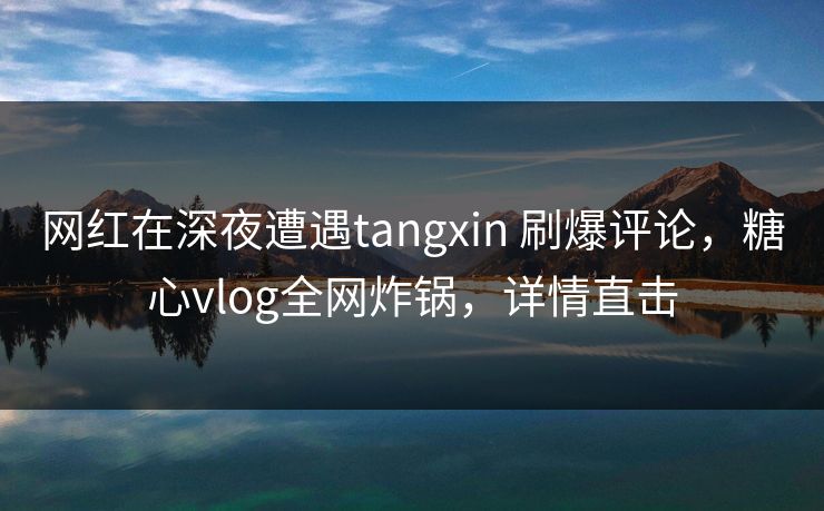 网红在深夜遭遇tangxin 刷爆评论，糖心vlog全网炸锅，详情直击